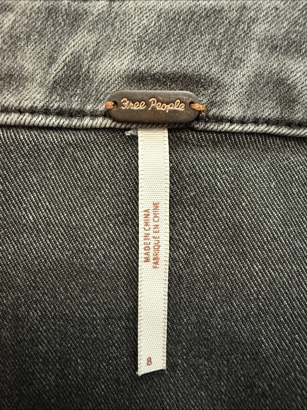 Free People Grey Front-Zip Denim Mini Skirt